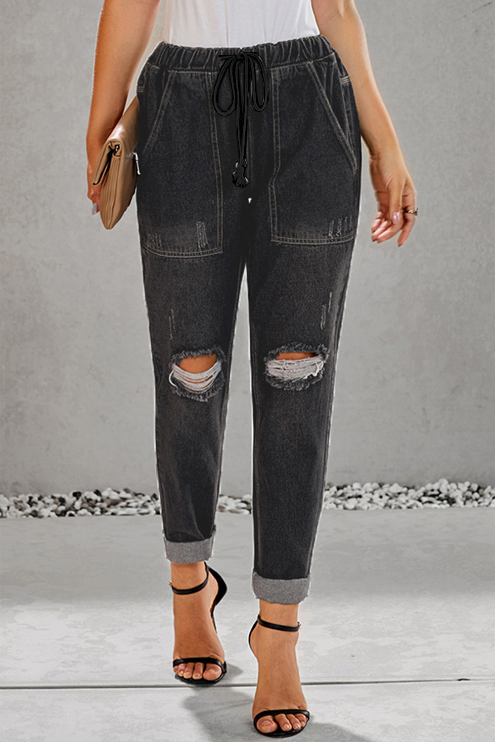 Drawstring Denim Joggers