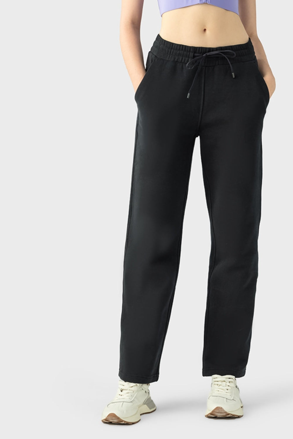 Drawstring Waist Sports Pants with Pockets