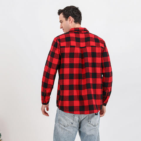 Men Plaid Collared Neck Shirt