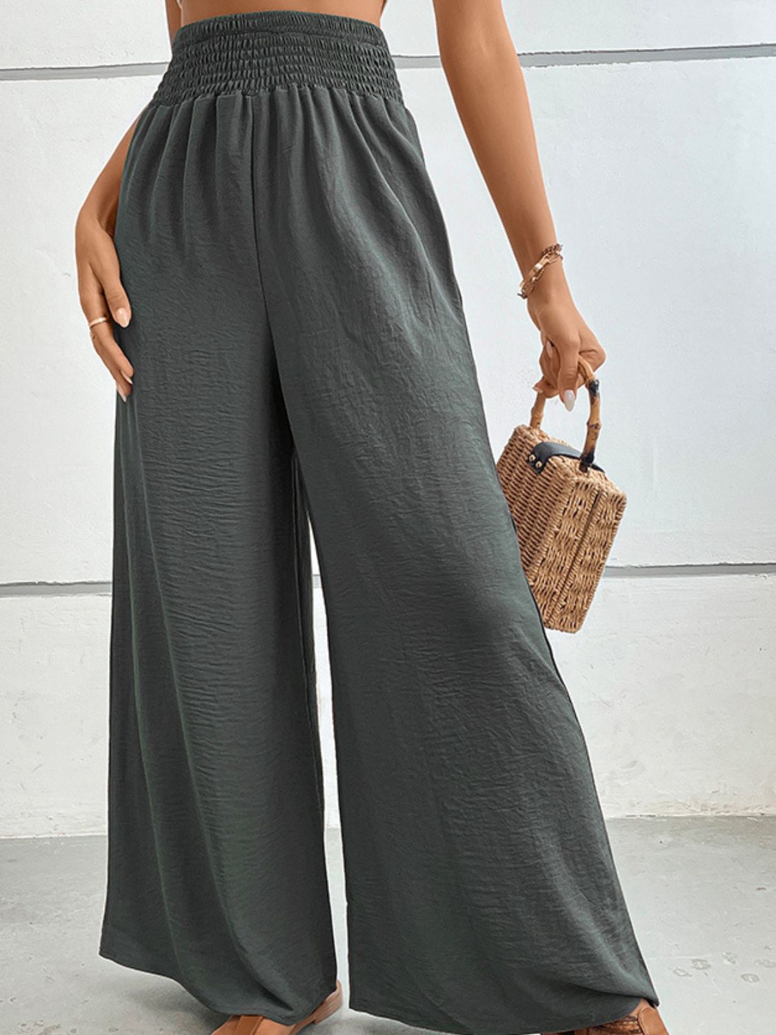 Wide Waistband Relax Fit Long Pants