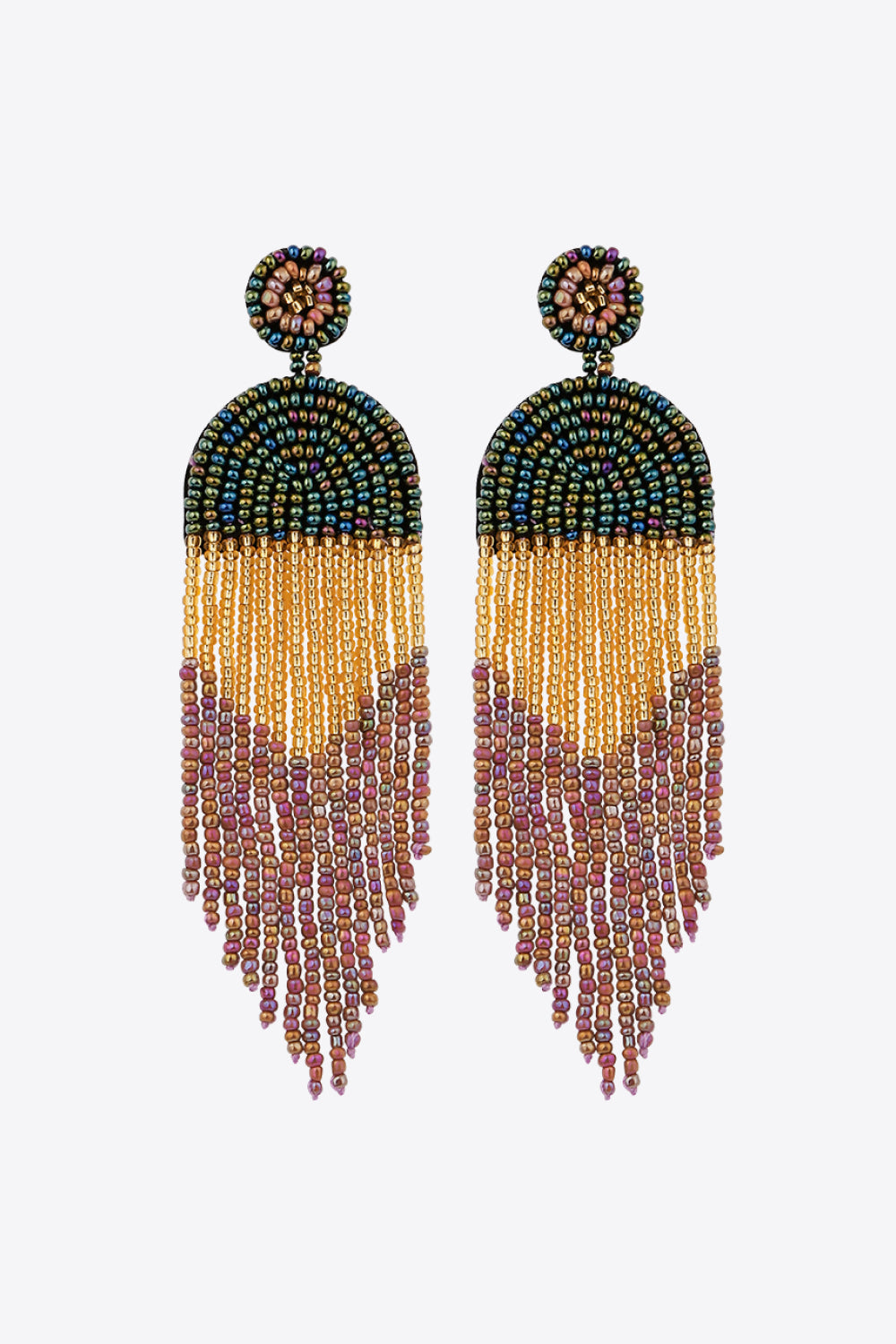 Beaded Fringe Dangle Earrings