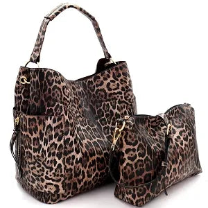 Leopard Print 2 in 1 Side Pocket Hobo
