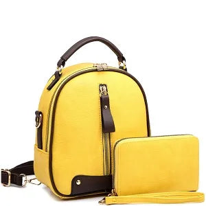 Center Zipper Convertible 2 Way (Small) Backpack Set