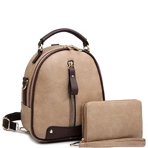 Center Zipper Convertible 2 Way (Small) Backpack Set