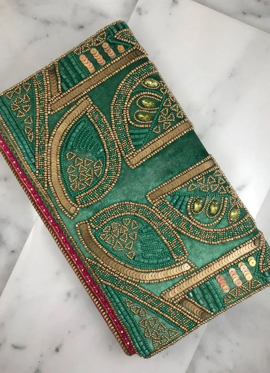 Atlanta Embellished Velvet Crossbody (Emerald)
