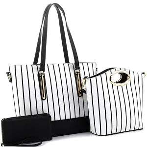 Pinstriped Classy Large Shopper Tote