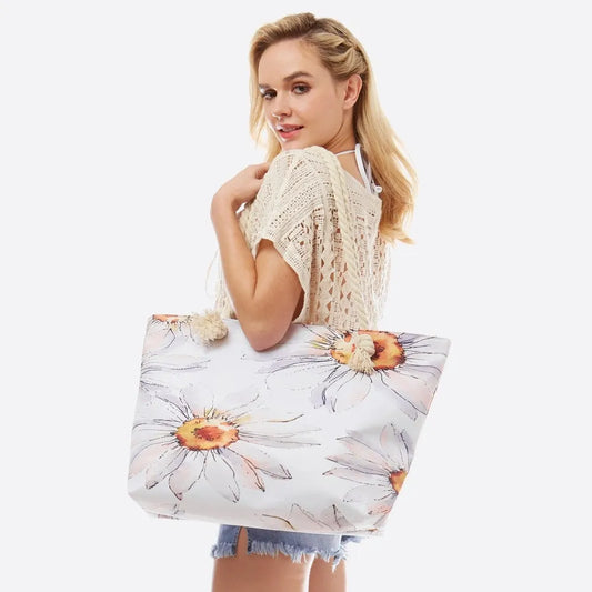 White Flower Tote